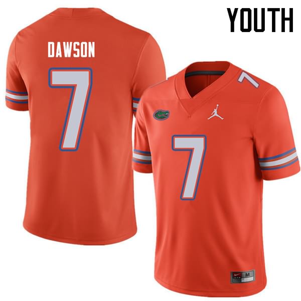 NCAA Florida Gators Duke Dawson Youth #7 Jordan Brand Orange Stitched Authentic College Football Jersey VEC6264YZ